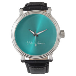 Reloj De Pulsera Monograma metalizado brillante azul