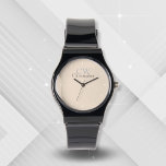 Reloj De Pulsera Monograma minimalista beige<br><div class="desc">Este diseño minimalista de estilo monograma es perfecto para los amantes del diseño simple y elegante. Personalizable fácil para incluir sus iniciales y nombre.</div>