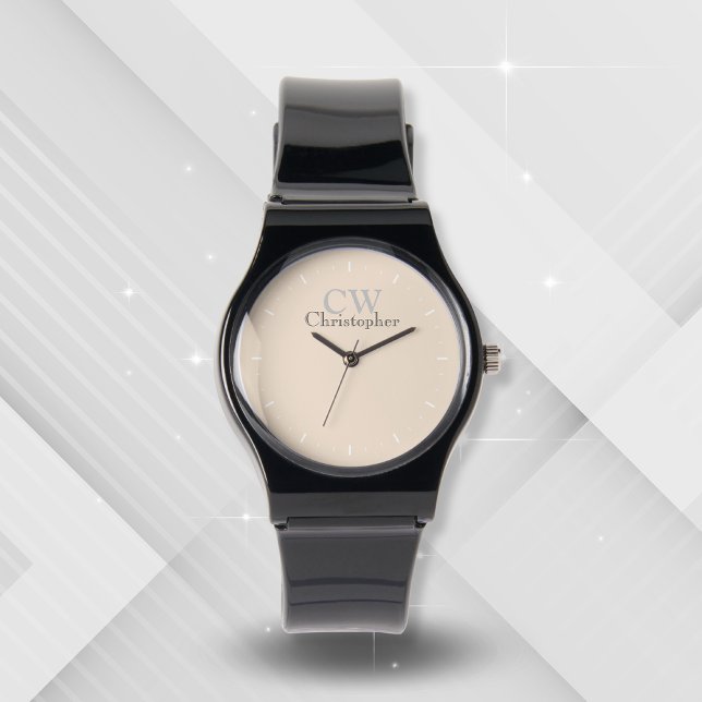 Reloj De Pulsera Monograma minimalista beige (Subido por el creador)