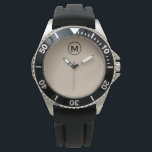 Reloj De Pulsera Monograma Minimalista moderno inicial<br><div class="desc">Monograma deportivo moderno Monograma simple Beige negro Emblema mínimo tipografía clásica en bloque</div>