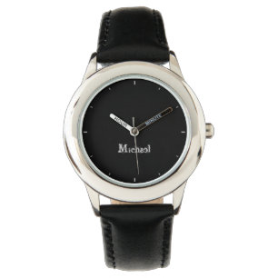 Reloj De Pulsera Monograma minimalista moderno nombre blanco negro