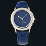 Reloj De Pulsera Monograma moderno azul y blanco de la Marina<br><div class="desc">Presentamos nuestra colección de Monogramas Moderno Azul y Blanco de la Marina: Eleva tu decoración de casa con nuestra sofisticada colección con un diseño contemporáneo de color azul marino y blanco. Cada una de las piezas está meticulosamente diseñada para exudar elegancia y estilo, perfecto para añadir un toque de modernidad...</div>