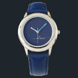 Reloj De Pulsera Monograma moderno azul y blanco de la Marina<br><div class="desc">Presentamos nuestra colección de Monogramas Moderno Azul y Blanco de la Marina: Eleva tu decoración de casa con nuestra sofisticada colección con un diseño contemporáneo de color azul marino y blanco. Cada una de las piezas está meticulosamente diseñada para exudar elegancia y estilo, perfecto para añadir un toque de modernidad...</div>