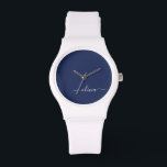 Reloj De Pulsera Monograma moderno azul y blanco de la Marina<br><div class="desc">Presentamos nuestra colección de Monogramas Moderno Azul y Blanco de la Marina: Eleva tu decoración de casa con nuestra sofisticada colección con un diseño contemporáneo de color azul marino y blanco. Cada una de las piezas está meticulosamente diseñada para exudar elegancia y estilo, perfecto para añadir un toque de modernidad...</div>