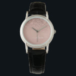 Reloj De Pulsera Monograma monograma de guion de Purpurina rosa de<br><div class="desc">Oro Rosa - Reloj de nombres de monograma del Purpurina de chispas rosadas de Rubor. Esto hace que la graduación perfecta, el cumpleaños, el boda, la ducha de novia, el aniversario, la ducha de bebé o la fiesta de soltera sea un regalo para alguien que ama el lujo glam y...</div>