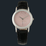 Reloj De Pulsera Monograma monograma de guion de Purpurina rosa de<br><div class="desc">Oro Rosa - Reloj de nombres de monograma del Purpurina de chispas rosadas de Rubor. Esto hace que la graduación perfecta, el cumpleaños, el boda, la ducha de novia, el aniversario, la ducha de bebé o la fiesta de soltera sea un regalo para alguien que ama el lujo glam y...</div>
