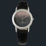 Reloj De Pulsera Monograma monograma de guion de Purpurina rosa de<br><div class="desc">Oro negro y Rosa - Rubor Pink Sparkle Purpurina Script Monograma Watch. Esto hace que la graduación perfecta, el cumpleaños, el boda, la ducha de novia, el aniversario, la ducha de bebé o la fiesta de soltera sea un regalo para alguien que ama el lujo glam y los estilos de...</div>