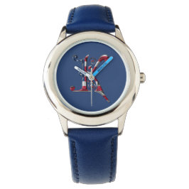 Reloj De Pulsera Monograma monogramado K Colores de la bandera esta