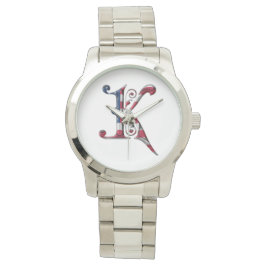 Reloj De Pulsera Monograma monogramado K Colores de la bandera esta