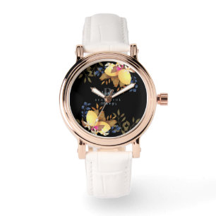 Reloj De Pulsera Monograma negro de Moda limón