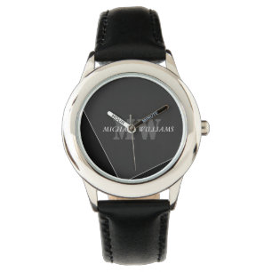 Reloj De Pulsera Monograma negro gris artístico moderno