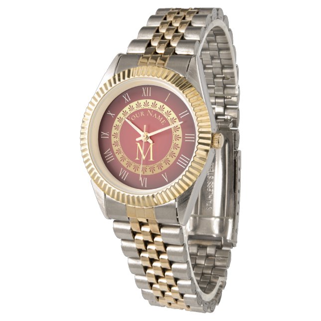 Reloj De Pulsera Monograma Personalizado de estilo romano (Angular)