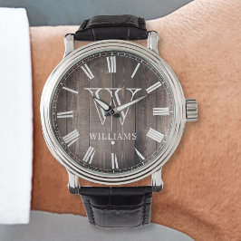 Reloj De Pulsera Monograma personalizado Nombre Granja Rústica