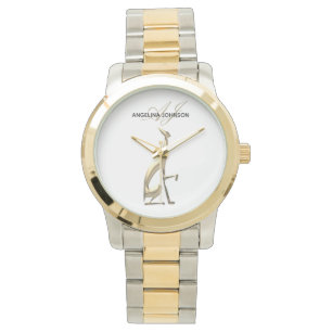 Reloj De Pulsera Monograma Personalizado Perro de Oro