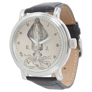 Reloj De Pulsera Monograma personalizado pulpo náutico