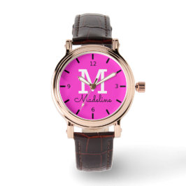 Reloj De Pulsera Monograma personalizado rosado
