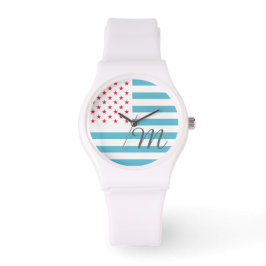 Reloj De Pulsera Monograma personalizado Stars and Stripes