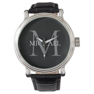 Reloj De Pulsera Monograma personalizado y nombre negro
