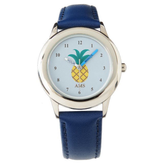 Reloj De Pulsera Monograma Piña Niños Azul (Anverso)