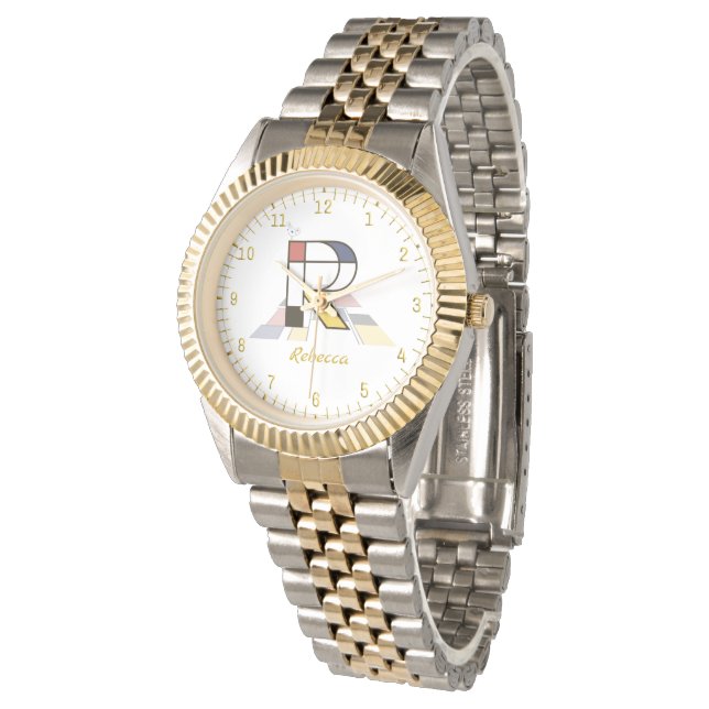 Reloj De Pulsera Monograma "R" - Rebecca (Angular)