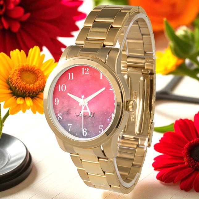 Reloj De Pulsera Monograma Red Black Name (Subido por el creador)