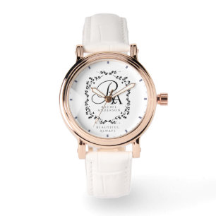 Reloj De Pulsera Monograma romántico blanco