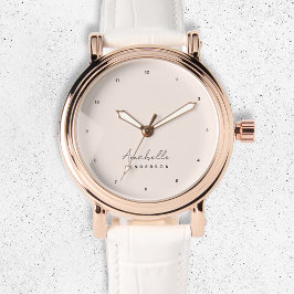 Reloj De Pulsera Monograma Rosa Claro | Femenino Minimalista Modern