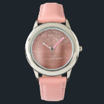 Reloj De Pulsera Monograma Rosa Metalizado de Purpurina rosa dorado<br><div class="desc">Oro Rosa - Purpurina de espuma metálica de Relieve metalizado de imitación rosada de Rubor Cepillado Monograma Metalizado Watch. Esto hace que el dulce perfecto cumpleaños 16, boda, ducha de novia, aniversario, ducha de bebé o fiesta de soltera sea regalo para alguien que ama el lujo glam y los estilos...</div>