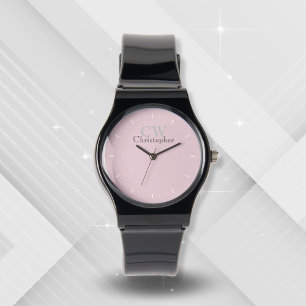 Reloj De Pulsera Monograma rosa minimalista