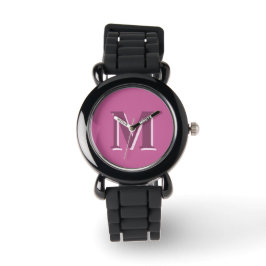 Reloj De Pulsera monograma rosa sólido vívido,