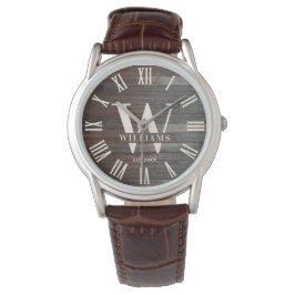 Reloj De Pulsera Monograma rústico Personalizado de granja Nombre f