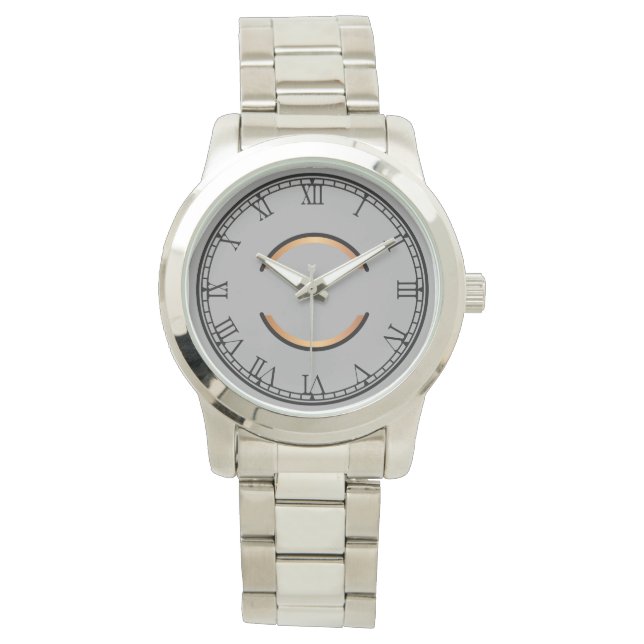 Reloj De Pulsera Monograma Rústico Unisex plata sobredimensionada (Anverso)