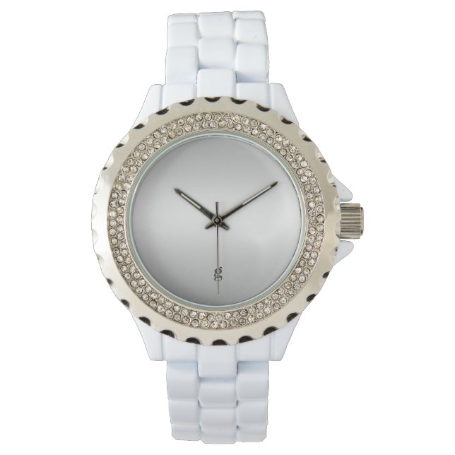 Reloj De Pulsera Monograma Rústico Verde azulado Personalizar Gris  (Anverso)