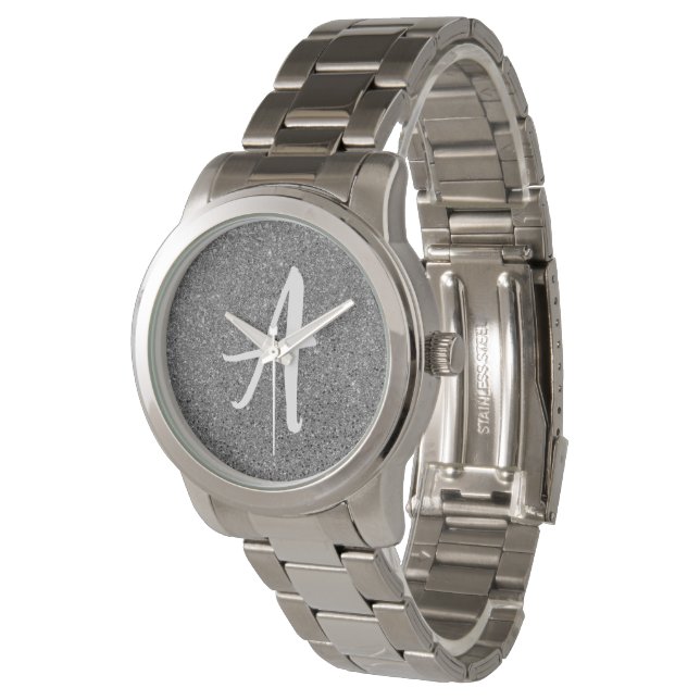 Reloj De Pulsera Monograma Silver Sparkle  (Angular)