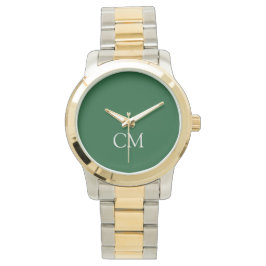 Reloj De Pulsera Monograma simple verde oscuro