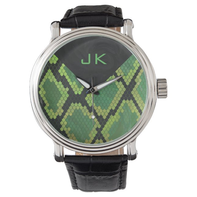 Reloj De Pulsera Monograma Snake Verde y Negro (Anverso)