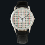 Reloj De Pulsera Monograma suave Evergreen Gingham<br><div class="desc">Eleva tu estilo con este elegante reloj de Monograma Soft Evergreen Gingham. Con un diseño intemporal en tonos verde, rojo y crema, este diseño clásico es perfecto para todo aquel que ame los accesorios de inspiración vintage con un toque moderno. El monograma de personalizable en la cara de reloj añade...</div>
