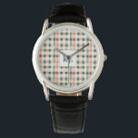 Reloj De Pulsera Monograma suave Evergreen Gingham<br><div class="desc">Eleva tu estilo con este elegante reloj de Monograma Soft Evergreen Gingham. Con un diseño intemporal en tonos verde, rojo y crema, este diseño clásico es perfecto para todo aquel que ame los accesorios de inspiración vintage con un toque moderno. El monograma de personalizable en la cara de reloj añade...</div>