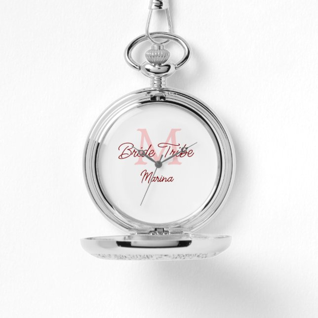 Reloj De Pulsera monograma tribu de la novia rojo ducha de novia si (Anverso)