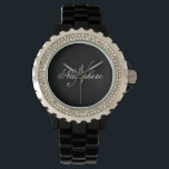 Reloj De Pulsera Monograma único personalizado de nombre blanco y n<br><div class="desc">Diseño de monograma único personalizado en blanco y negro para cualquier persona.</div>