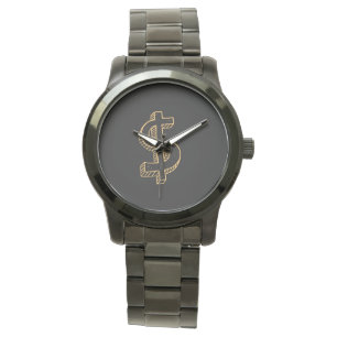 Reloj De Pulsera Monograma Unisex Rótulo de dólar sobredimensionado