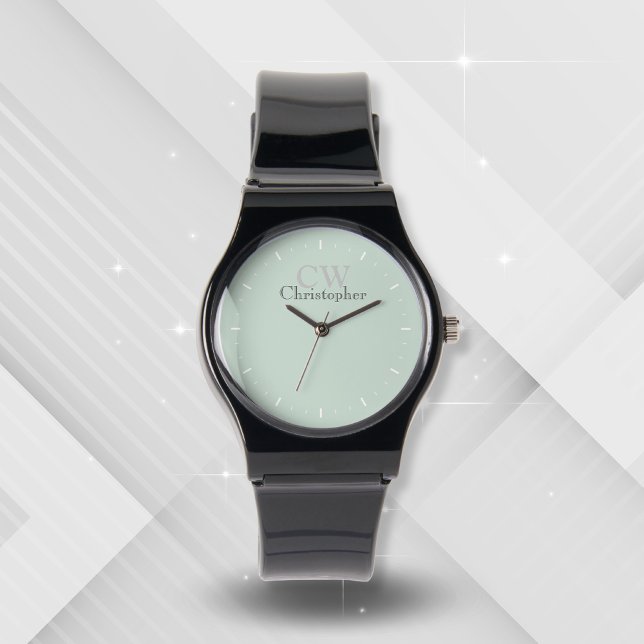 Reloj De Pulsera Monograma verde minimalista (Subido por el creador)