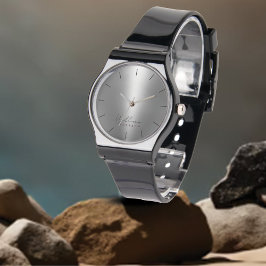 Reloj De Pulsera Monograma y nombre Banda negra de los hombres metá