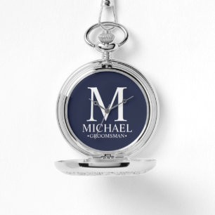 Reloj De Pulsera Monograma y nombre de Groomsman personalizado mode
