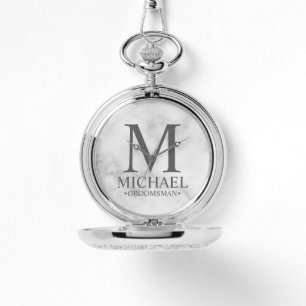 Reloj De Pulsera Monograma y nombre de Groomsman personalizado mode