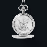 Reloj De Pulsera Monograma y nombre de Groomsman personalizado mode<br><div class="desc">Modern Personalized Groomsman Gifts Este diseño presenta el nombre de un groomsman personalizado en estilo de letra gris clásico con detalles bodas en estilo de tipo de letra serif gris clásico y monograma en estilo de fuente serif gris claro clásico como fondo, sobre fondo de mármol blanco. También perfecto para...</div>