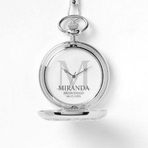 Reloj De Pulsera Monograma y nombre de la dama de honor personaliza