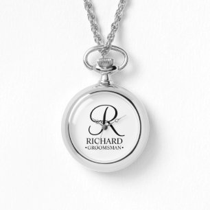 Reloj De Pulsera Monograma y nombre del Groomsman personalizado