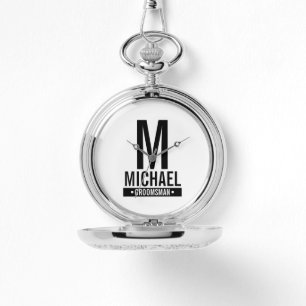 Reloj De Pulsera Monograma y nombre del Groomsman personalizado