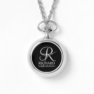 Reloj De Pulsera Monograma y nombre del Groomsman personalizado